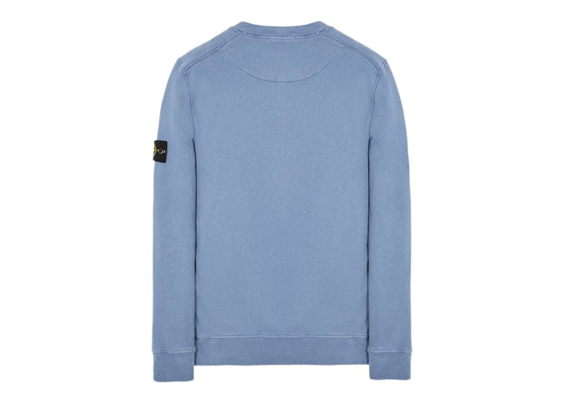 Stone Island 63020 Brushed Cotton Fleece Crewneck Sweater Avio Blue