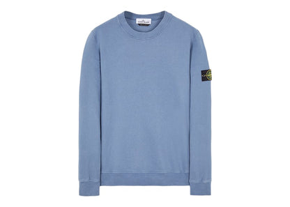 Stone Island 63020 Brushed Cotton Fleece Crewneck Sweater Avio Blue