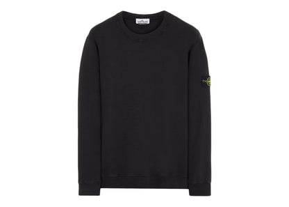 Stone Island 63020 Brushed Cotton Fleece Crewneck Sweater Black
