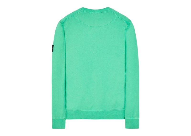 Stone Island 63020 Brushed Cotton Fleece Crewneck Sweater Light Green