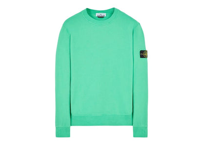 Stone Island 63020 Brushed Cotton Fleece Crewneck Sweater Light Green