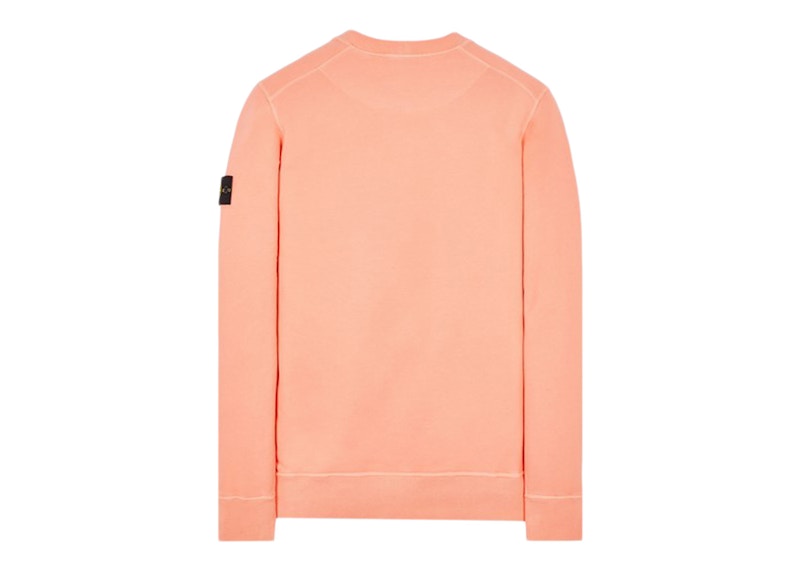 Stone Island 63020 Brushed Cotton Fleece Crewneck Sweater Peach