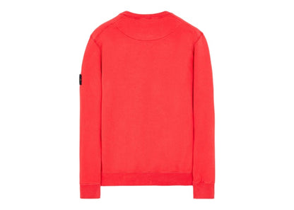 Stone Island 63020 Brushed Cotton Fleece Crewneck Sweater Red