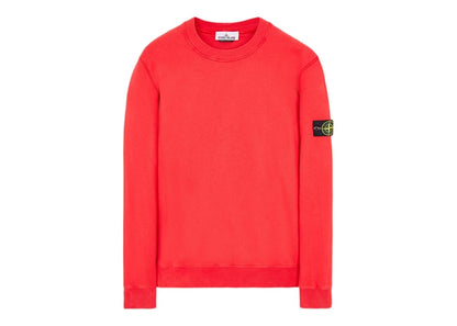 Stone Island 63020 Brushed Cotton Fleece Crewneck Sweater Red