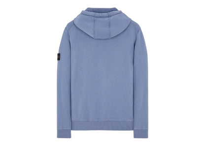 Stone Island 64120 Brushed Cotton Fleece Hooded Sweater Avio Blue
