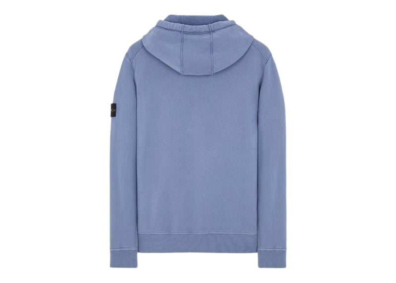 Stone Island 64120 Brushed Cotton Fleece Hooded Sweater Avio Blue