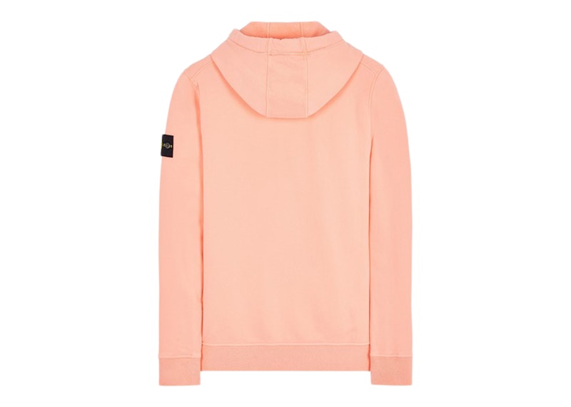 Stone Island 64120 Brushed Cotton Fleece Hooded Sweater Peach