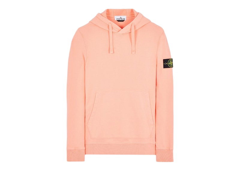 Stone Island 64120 Brushed Cotton Fleece Hooded Sweater Peach