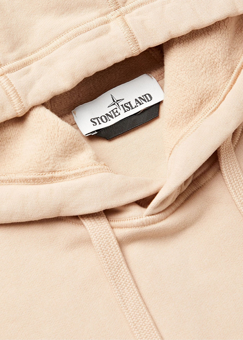Stone Island 64120 Brushed Cotton Fleece Hooded Sweatshirt Antique Rose