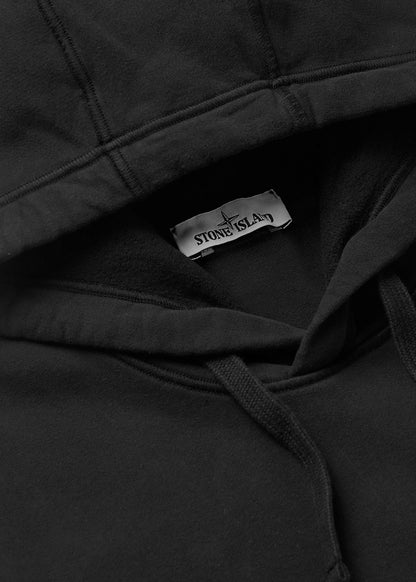 Stone Island 64120 Brushed Cotton Fleece Hooded Sweatshirt Black