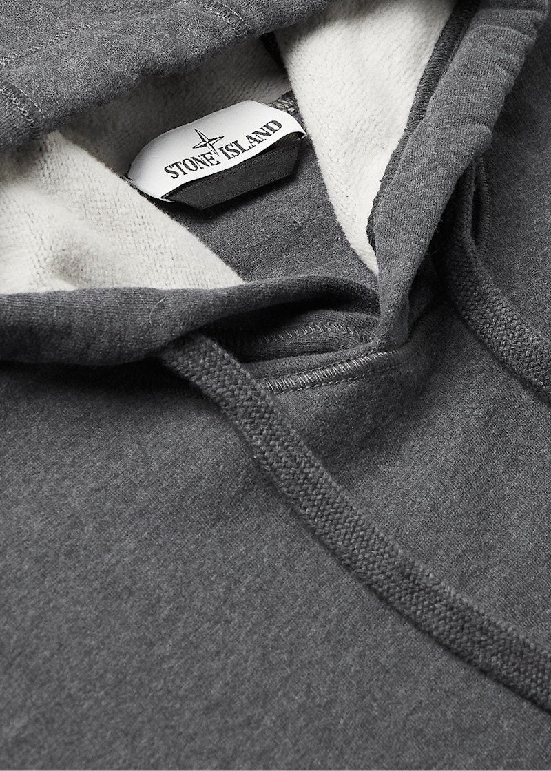 Stone Island 64120 Brushed Cotton Fleece Hooded Sweatshirt Dark Gray