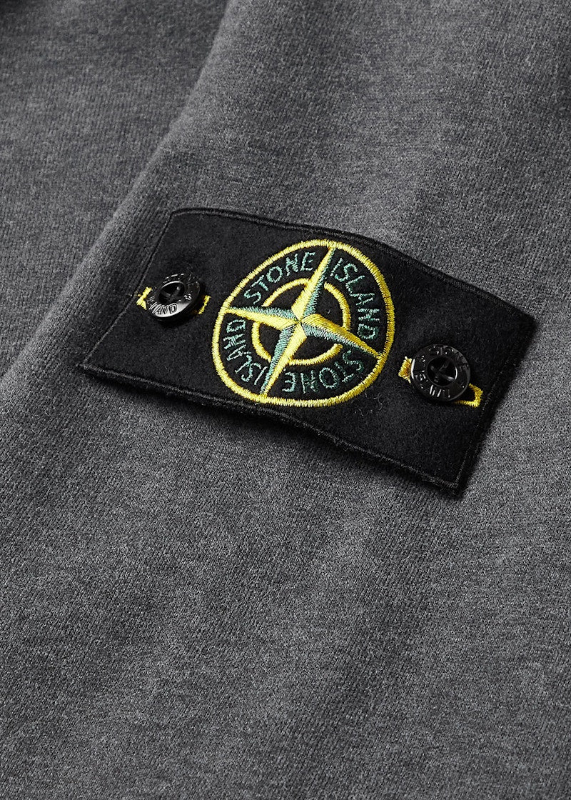 Stone Island 64120 Brushed Cotton Fleece Hooded Sweatshirt Dark Gray