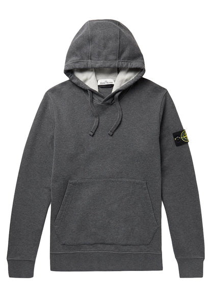Stone Island 64120 Brushed Cotton Fleece Hooded Sweatshirt Dark Gray