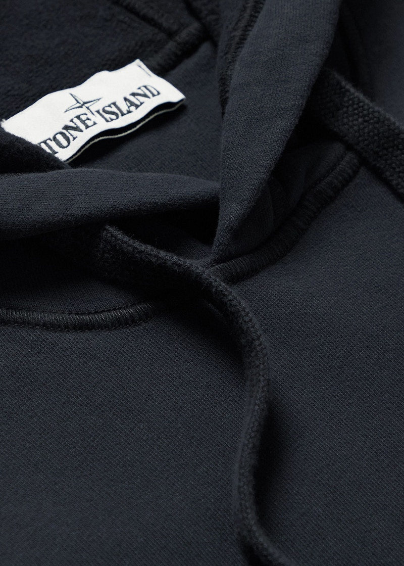 Stone Island 64120 Brushed Cotton Fleece Hooded Sweatshirt Navy