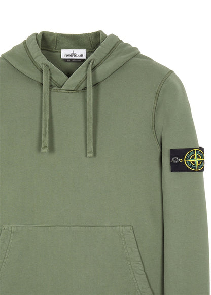 Stone Island 64120 Brushed Cotton Fleece Hoodie Sage