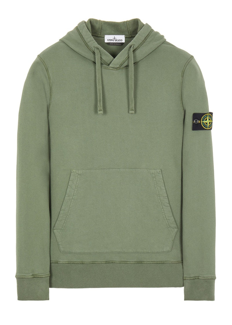 Stone Island 64120 Brushed Cotton Fleece Hoodie Sage