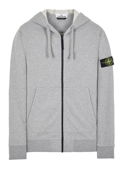Stone Island 64220 Brushed Cotton Fleece Zip Up Hooded Sweatshirt Dust