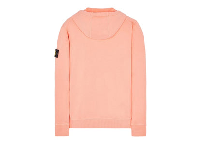 Stone Island 64220 Brushed Cotton Fleece Zip Up Hooded Sweatshirt Peach