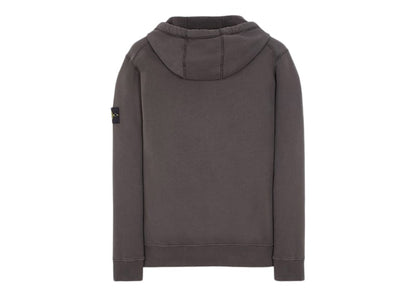 Stone Island 64220 Brushed Cotton Fleece Zip Up Hooded Sweatshirt Steel Grey