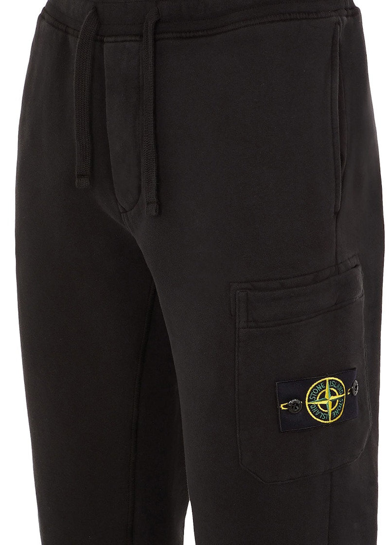 Stone Island 64520 Brushed Cotton Fleece Slim Fit Sweatpant Black