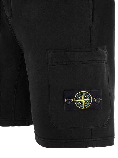 Stone Island 64651 Cotton Fleece Garment Dyed Shorts Black