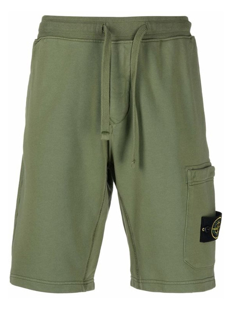 Stone Island 64651 Cotton Fleece Garment Dyed Shorts Khaki