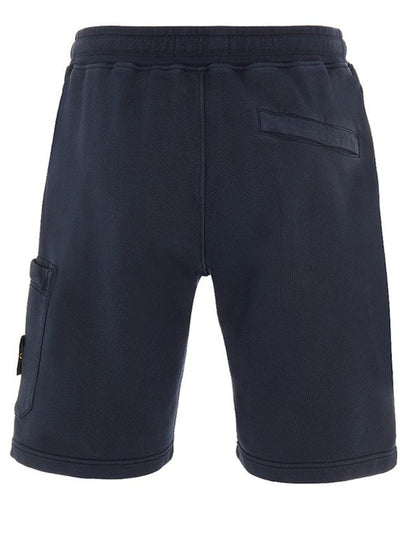 Stone Island 64651 Cotton Fleece Garment Dyed Shorts Navy