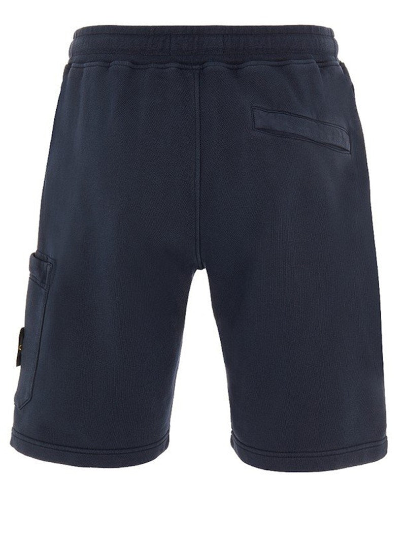 Stone Island 64651 Cotton Fleece Garment Dyed Shorts Navy
