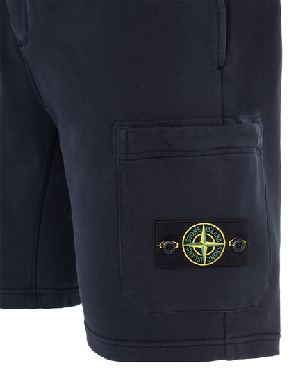 Stone Island 64651 Cotton Fleece Garment Dyed Shorts Navy