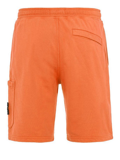 Stone Island 64651 Cotton Fleece Garment Dyed Shorts Orange