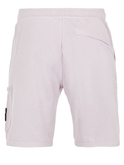 Stone Island 64651 Cotton Fleece Garment Dyed Shorts White