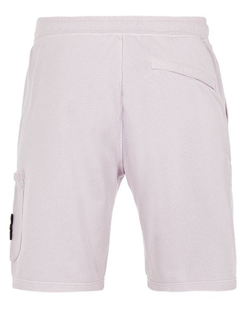 Stone Island 64651 Cotton Fleece Garment Dyed Shorts White