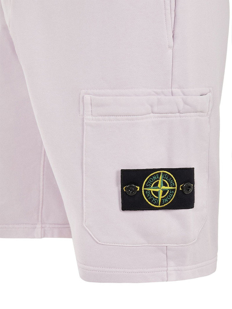 Stone Island 64651 Cotton Fleece Garment Dyed Shorts White