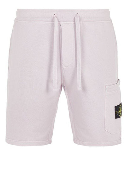 Stone Island 64651 Cotton Fleece Garment Dyed Shorts White