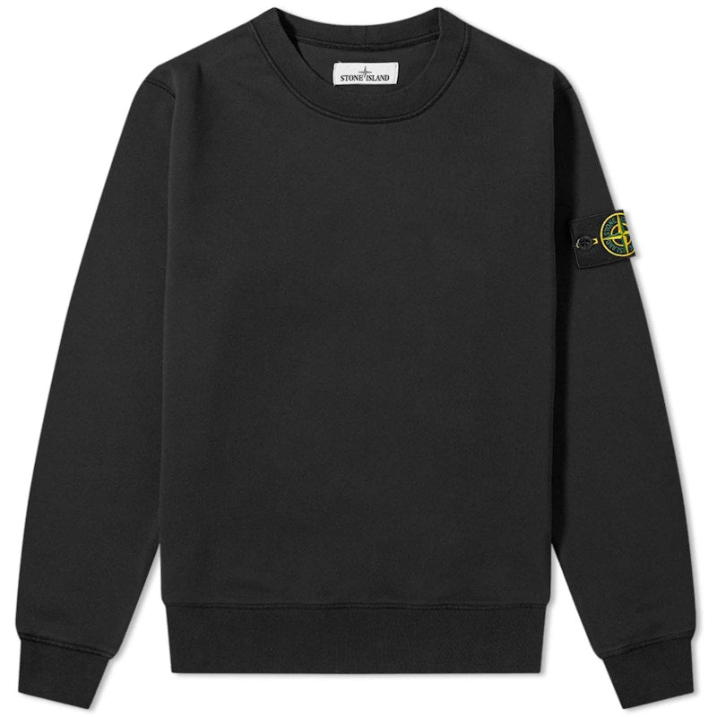 Stone Island 72156 Garment Dyed Cotton Crewneck Black