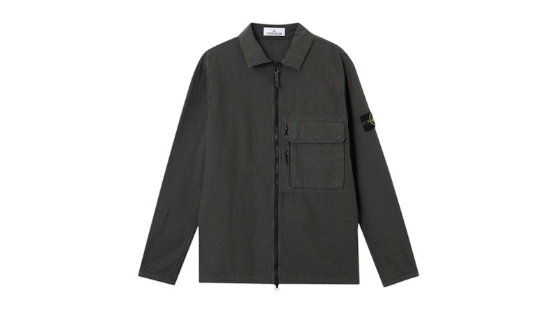 Stone Island Canvas Weave Cotton Organic Cotton 1200004 Overshirt Lead Grey