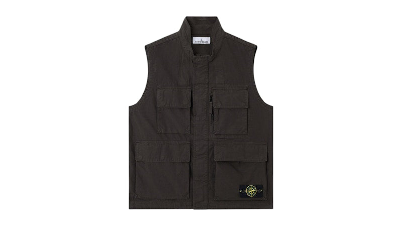 Stone Island Canvas Weave Cotton Organic Cotton G100001 Vest Lead Grey