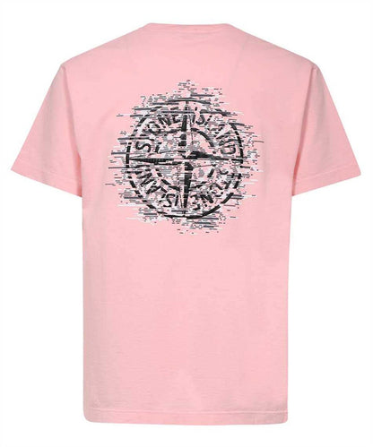 Stone Island Chest and Back Logo T-shirt Pink