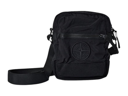 Stone Island Compass-Applique Messenger Bag Black