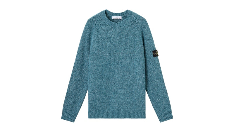 Stone Island Fancy Yarn Mouline Wool 5100050 Sweater Petrol Blue Melange
