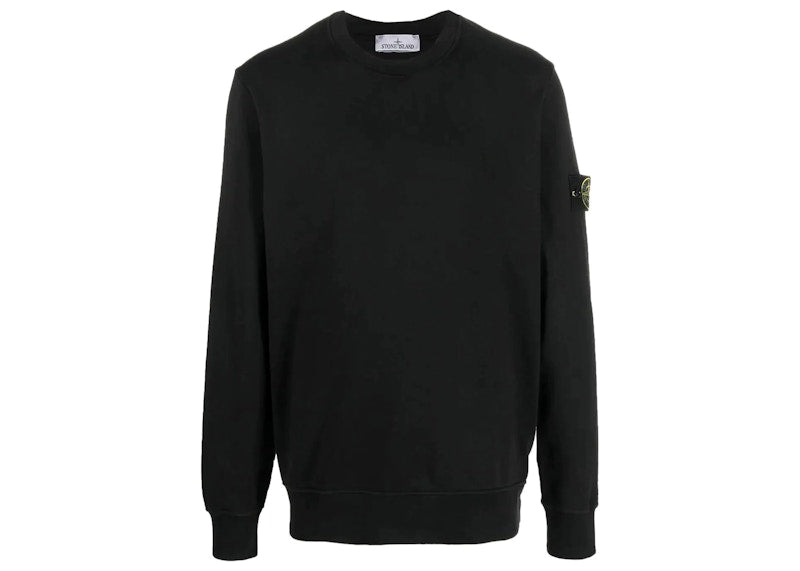 Stone Island 532B9 Felpa Logo Patch Crewneck Black