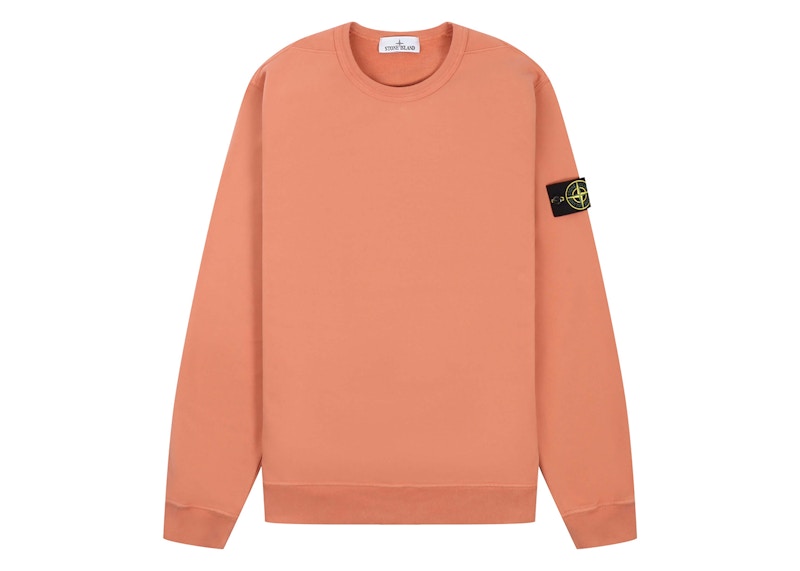 Stone Island Fleece Garment Dyed Crewneck Orange