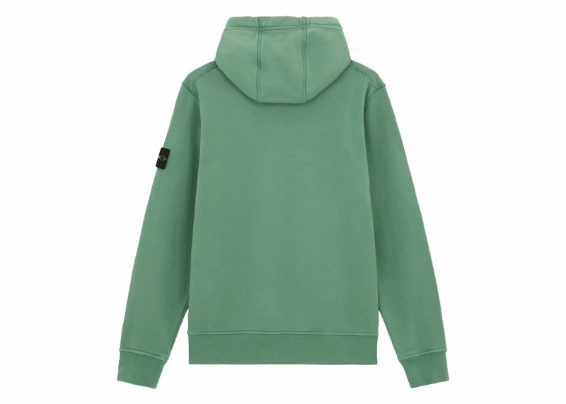 Stone Island Fleece Garment Dyed Hoodie Sage Green