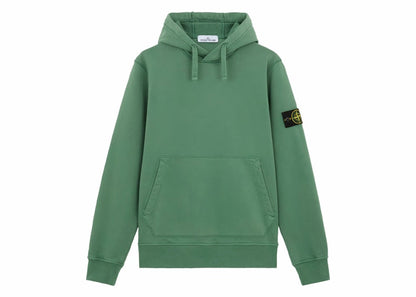 Stone Island Fleece Garment Dyed Hoodie Sage Green