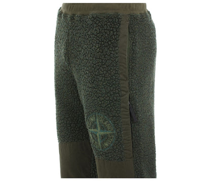 Stone Island Furry Wool Nylon Fleece Cargo Joggers Olive Green