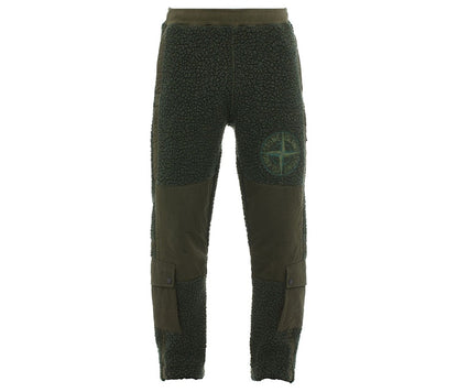 Stone Island Furry Wool Nylon Fleece Cargo Joggers Olive Green