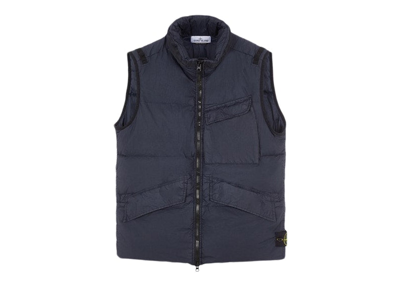 Stone Island G0123 Garment Dyed Crinkle Reps R-NY Down Gilet Blue