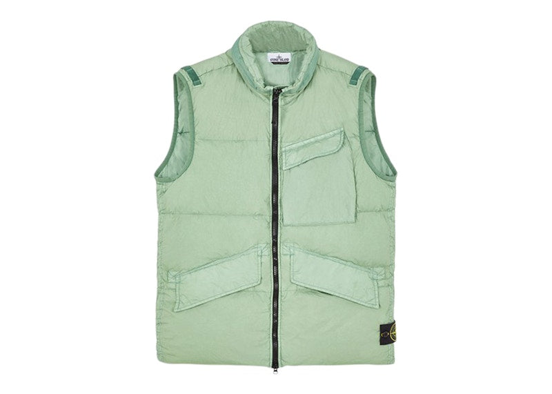 Stone Island G0123 Garment Dyed Crinkle Reps R-NY Down Gilet Sage Green