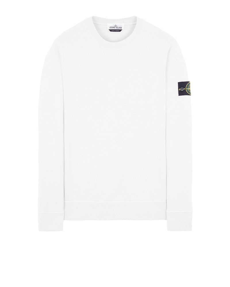 Stone Island Garment Dyed Cotton Fleece Crewneck White