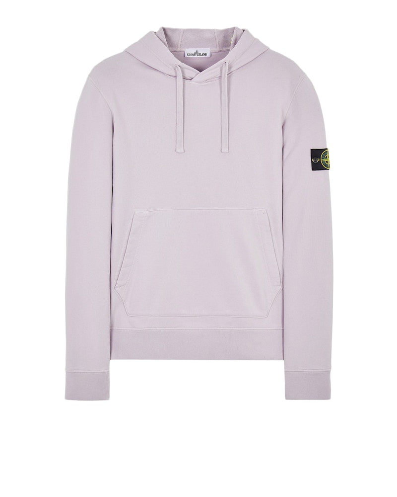 Stone Island Garment Dyed Cotton Fleece Hoodie Onion Pink